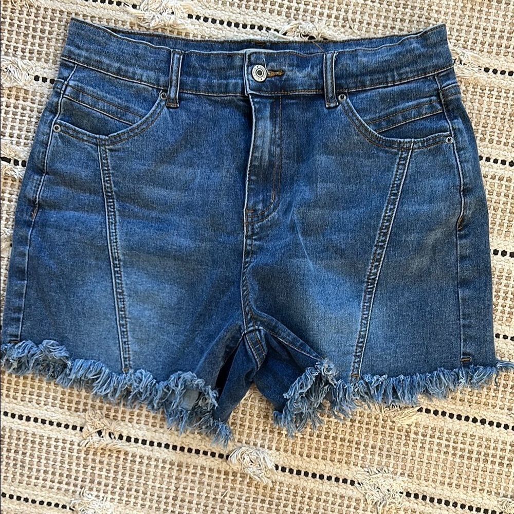 Denim Frayed Hem Jean Shorts